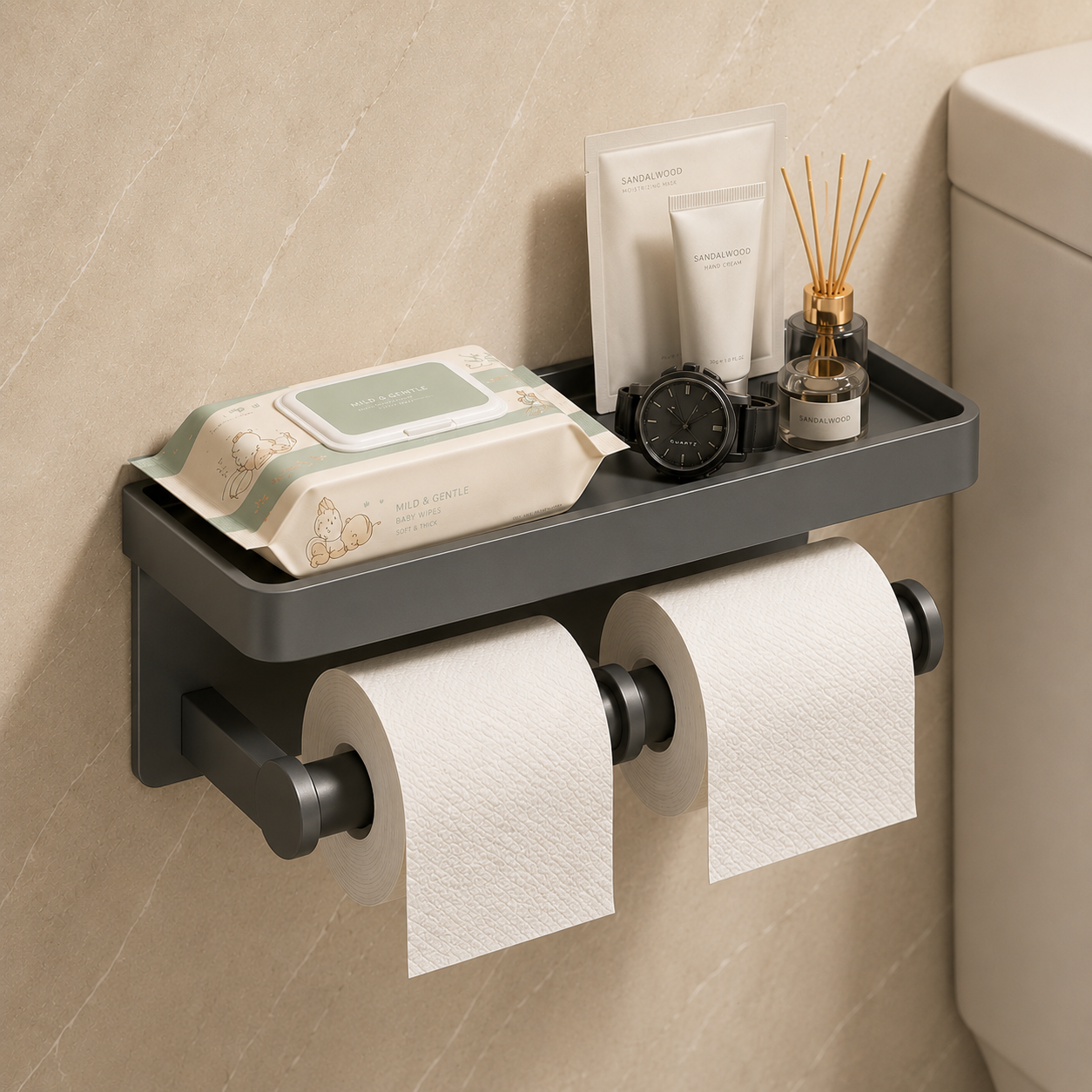 Space-Saving Tissue Holder Shelf