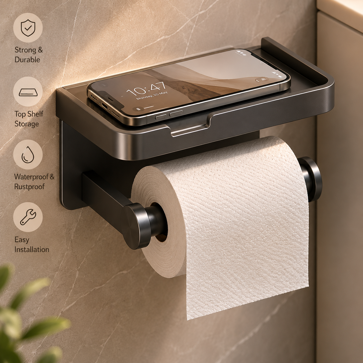 Space-Saving Tissue Holder Shelf