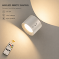 White wall light with textured grille and remote-control icons on body