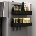 Magnetic kitchen storage rack, black two-tier shelves on fridge with stored jars